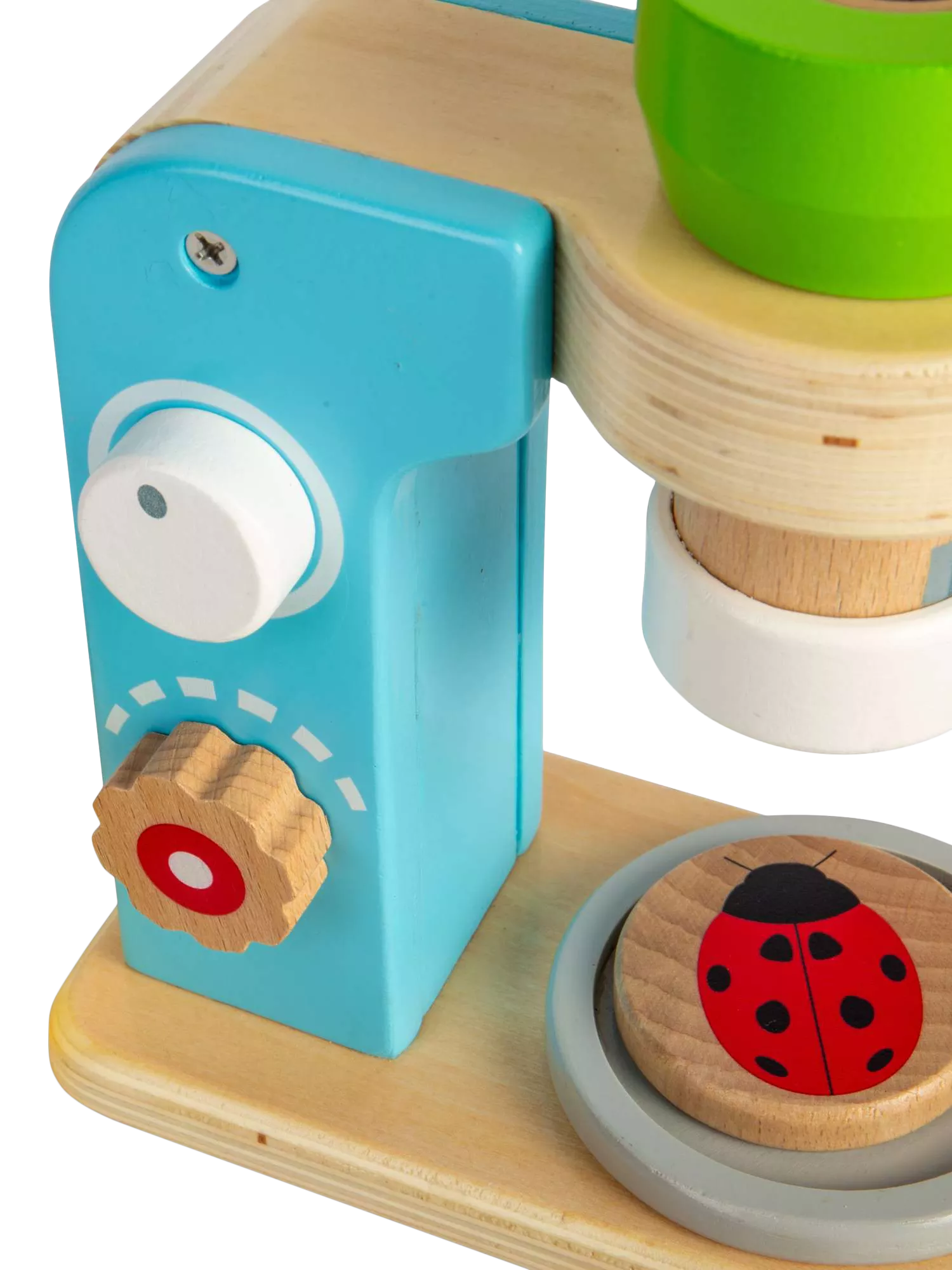 Bigjigs Toys wooden microscope with lenses and disks, UK version