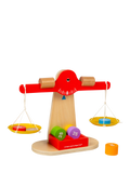 Bigjigs Toys wooden balancing scales with numbered disks - British product