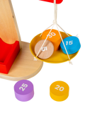 Bigjigs Toys wooden balancing scales with numbered disks - British product