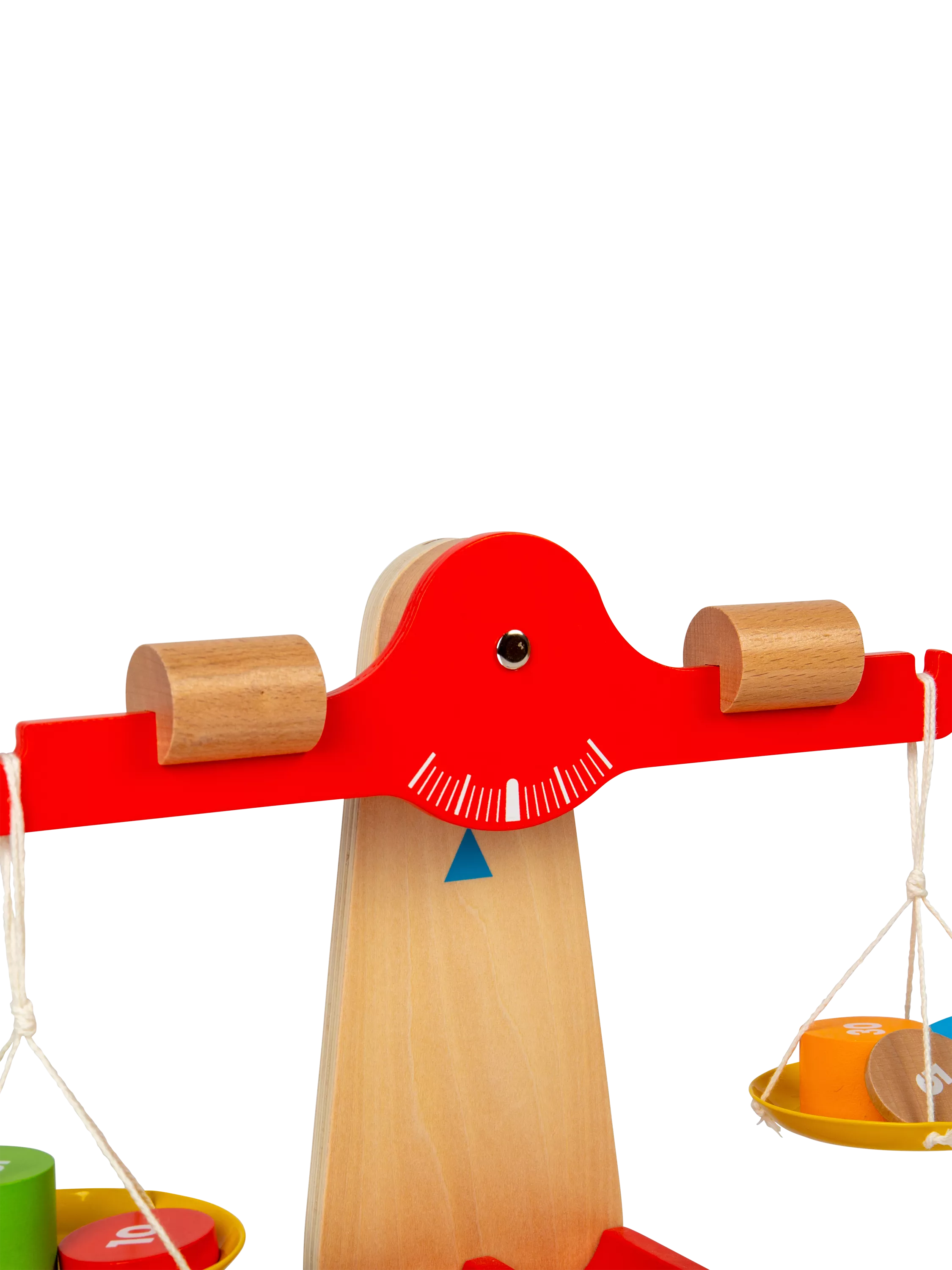 Bigjigs Toys wooden balancing scales with numbered disks - British product