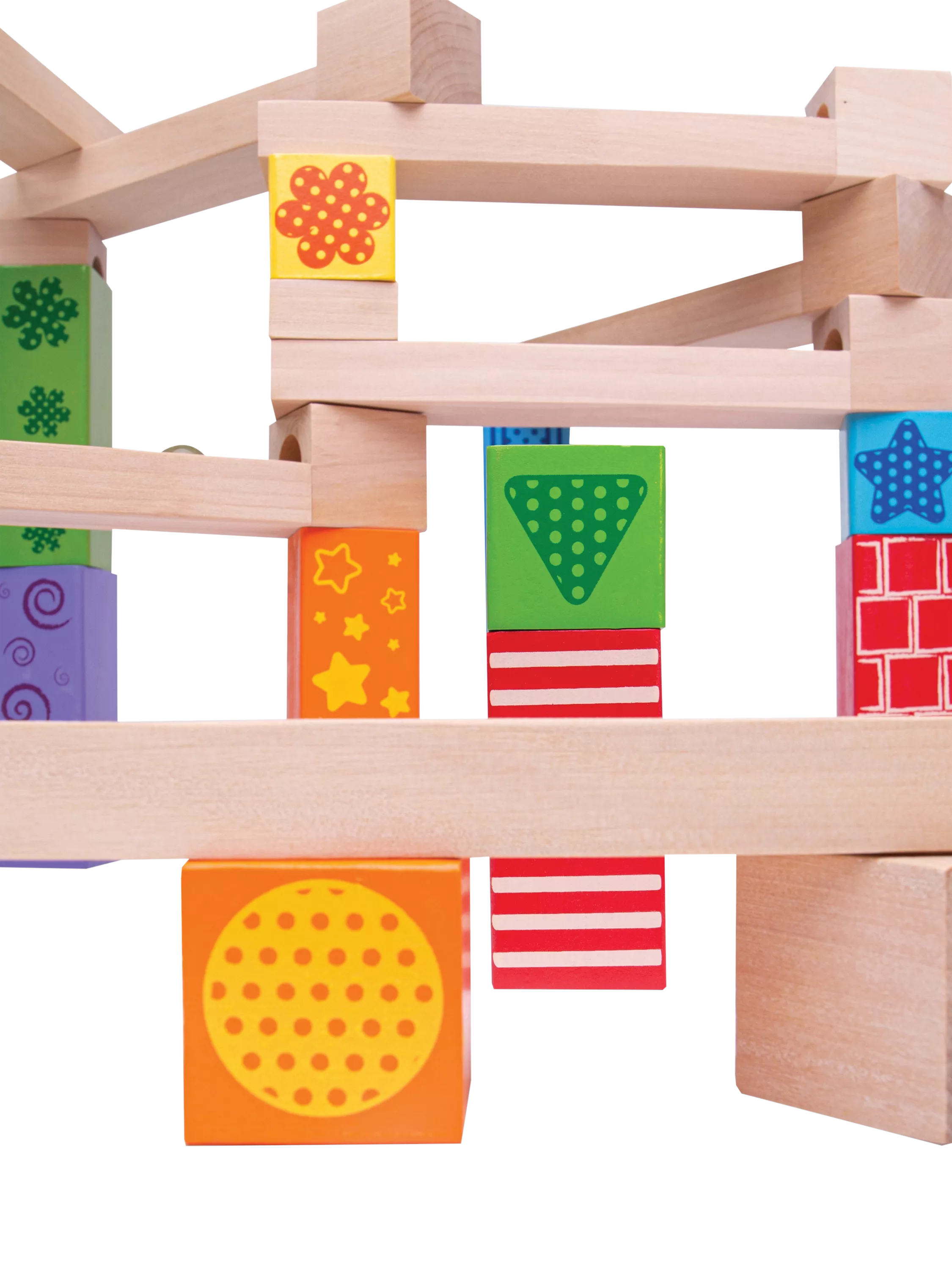 Bigjigs Toys wooden marble run 53 pieces (British brand)