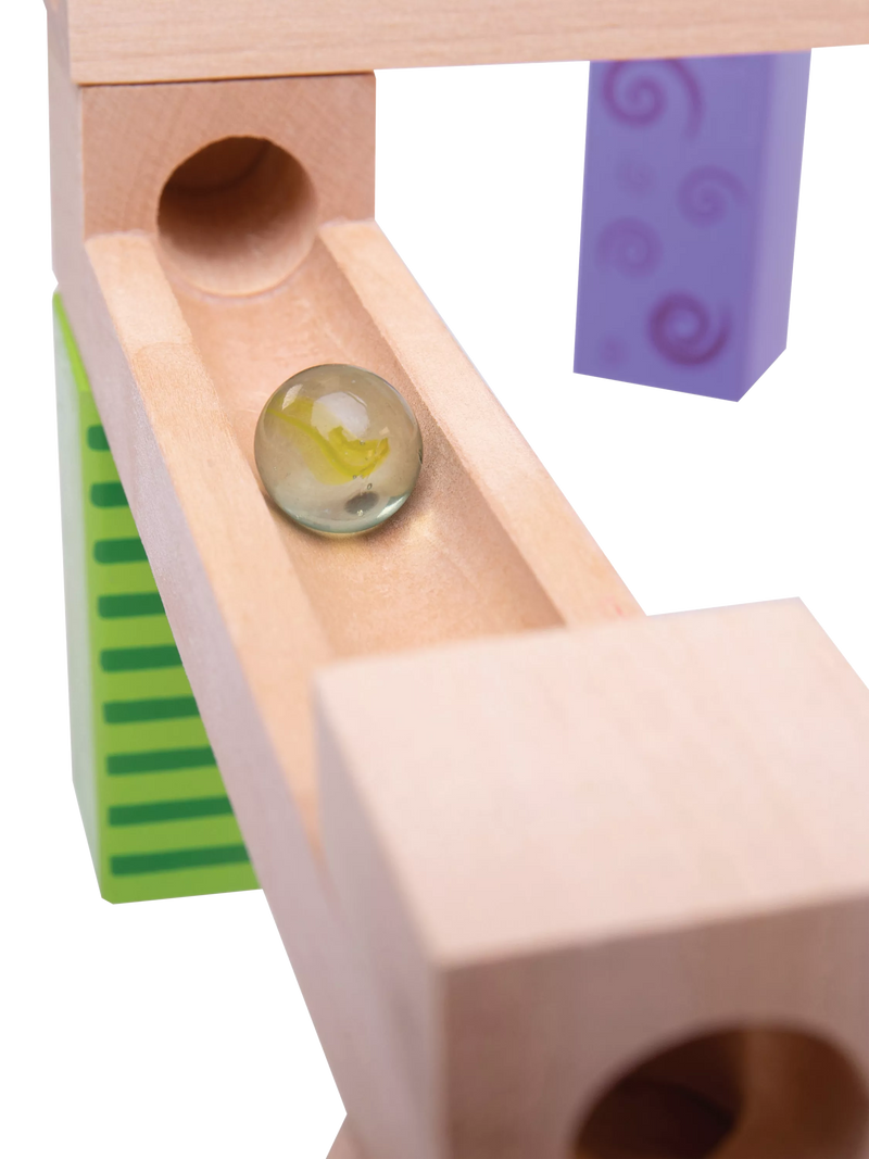 Bigjigs Toys wooden marble run 53 pieces (British brand)