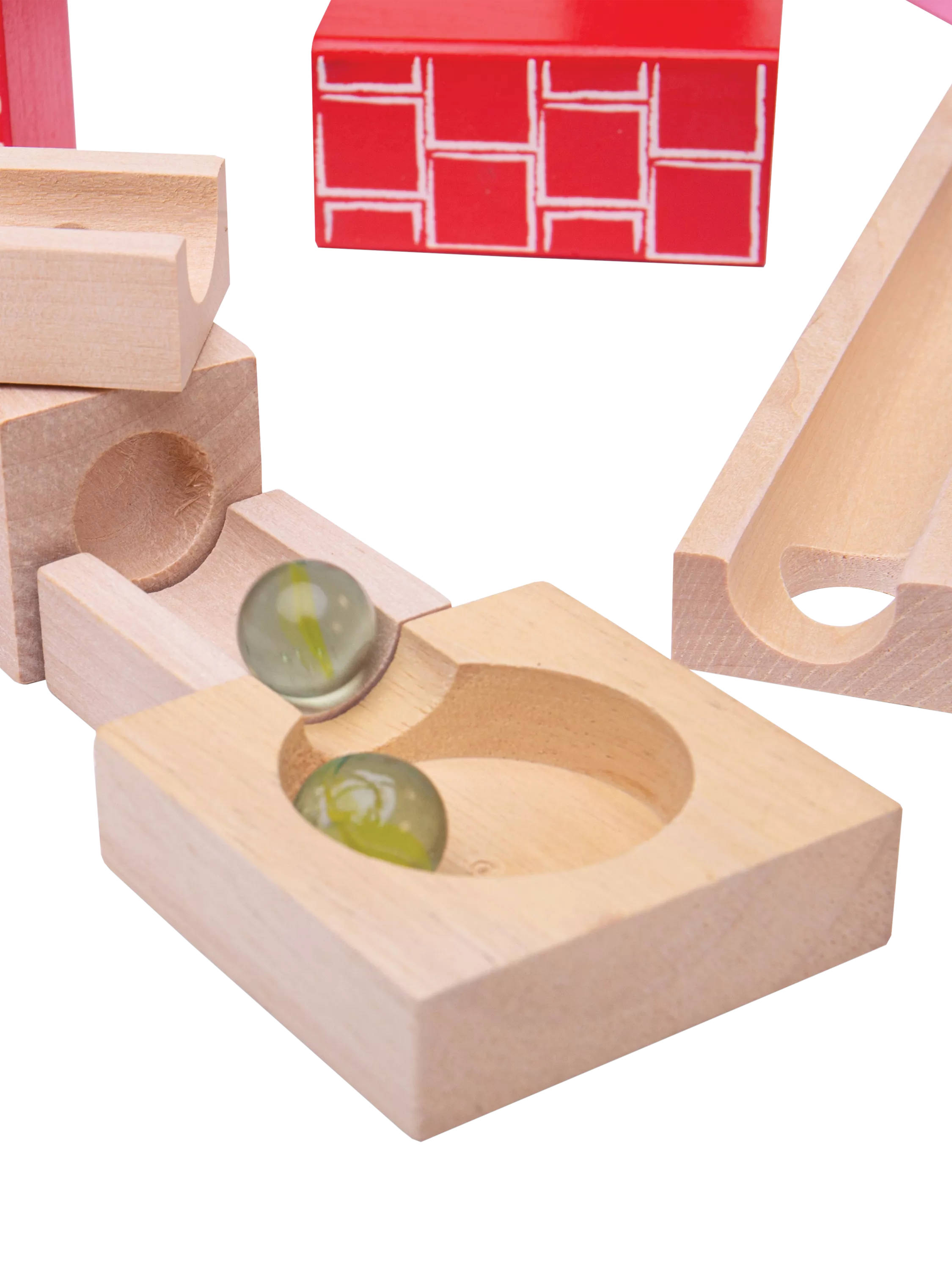 Bigjigs Toys wooden marble run 53 pieces (British brand)