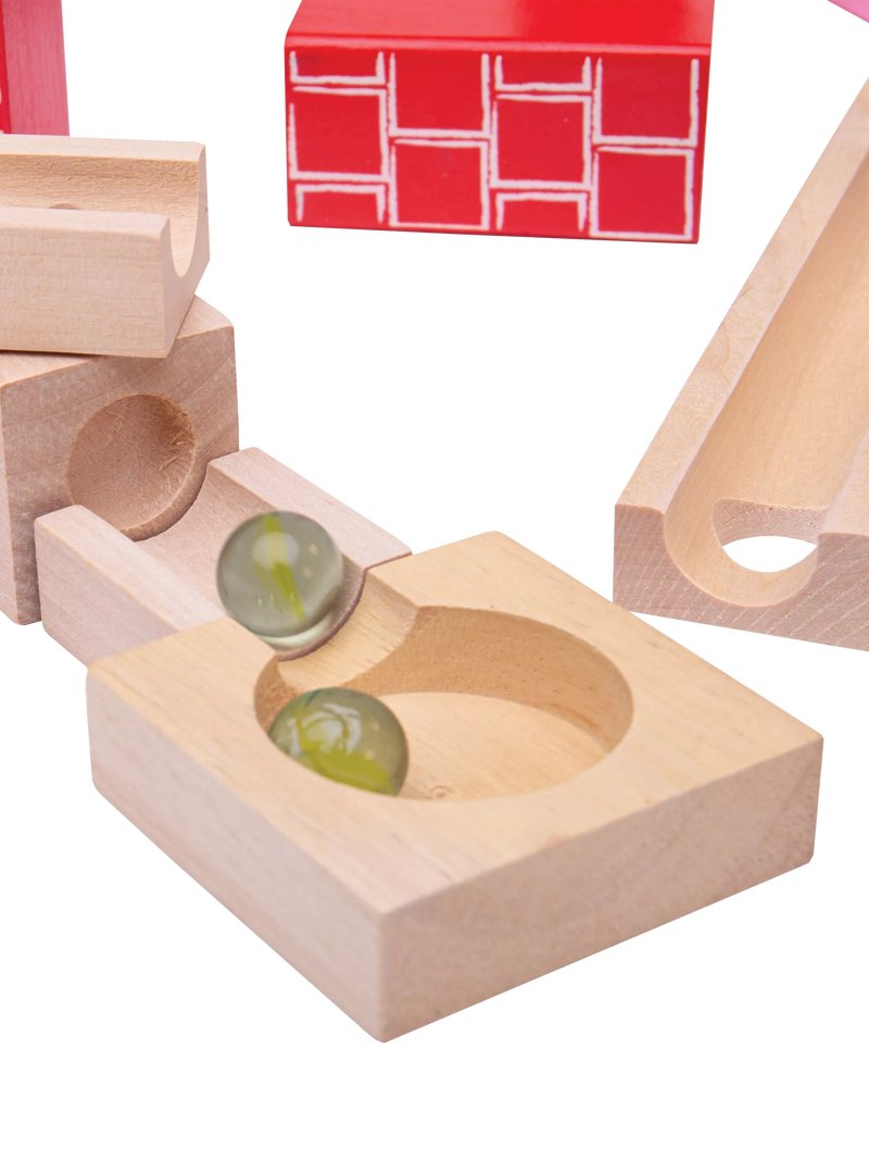Bigjigs Toys wooden marble run 53 pieces (British brand)
