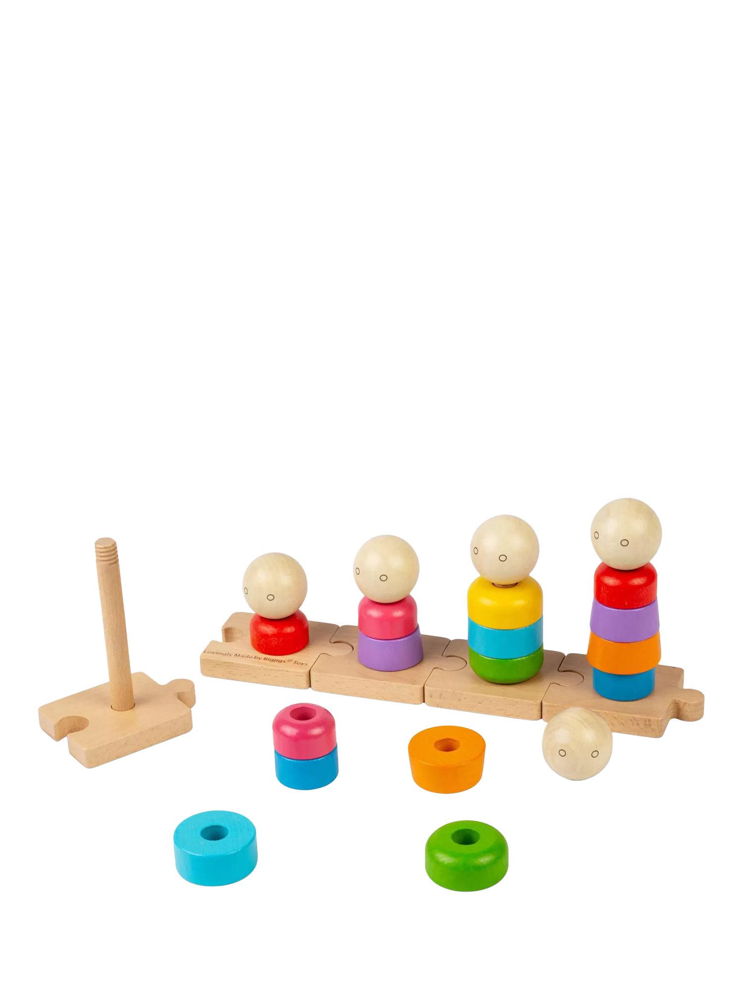 Bigjigs Toys Rainbow Family stacking toy 25 wooden pieces, imported from the UK