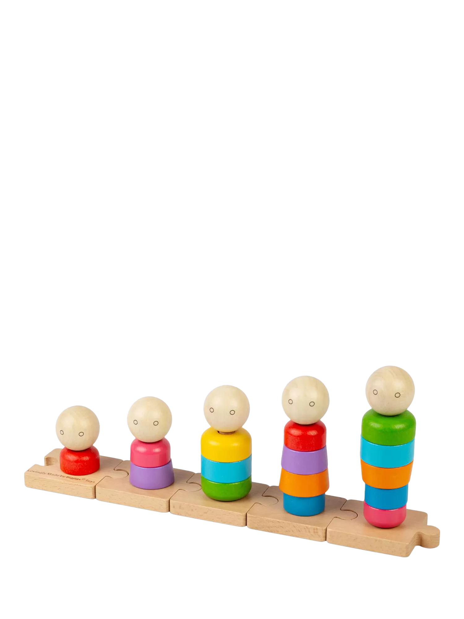 Bigjigs Toys Rainbow Family stacking toy 25 wooden pieces, imported from the UK
