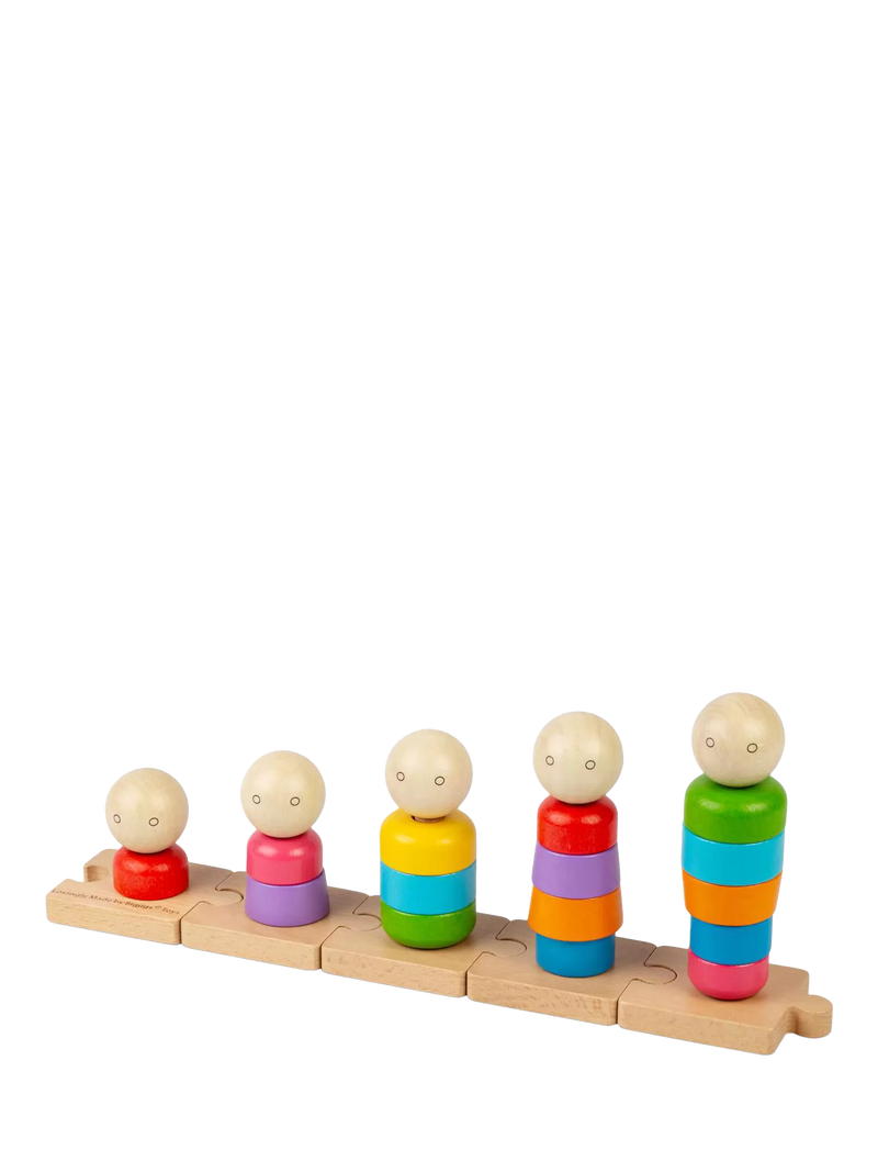 Bigjigs Toys Rainbow Family stacking toy 25 wooden pieces, imported from the UK