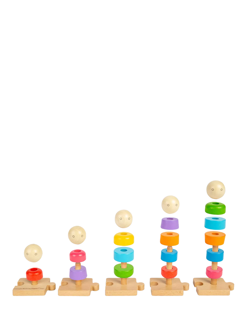 Bigjigs Toys Rainbow Family stacking toy 25 wooden pieces, imported from the UK