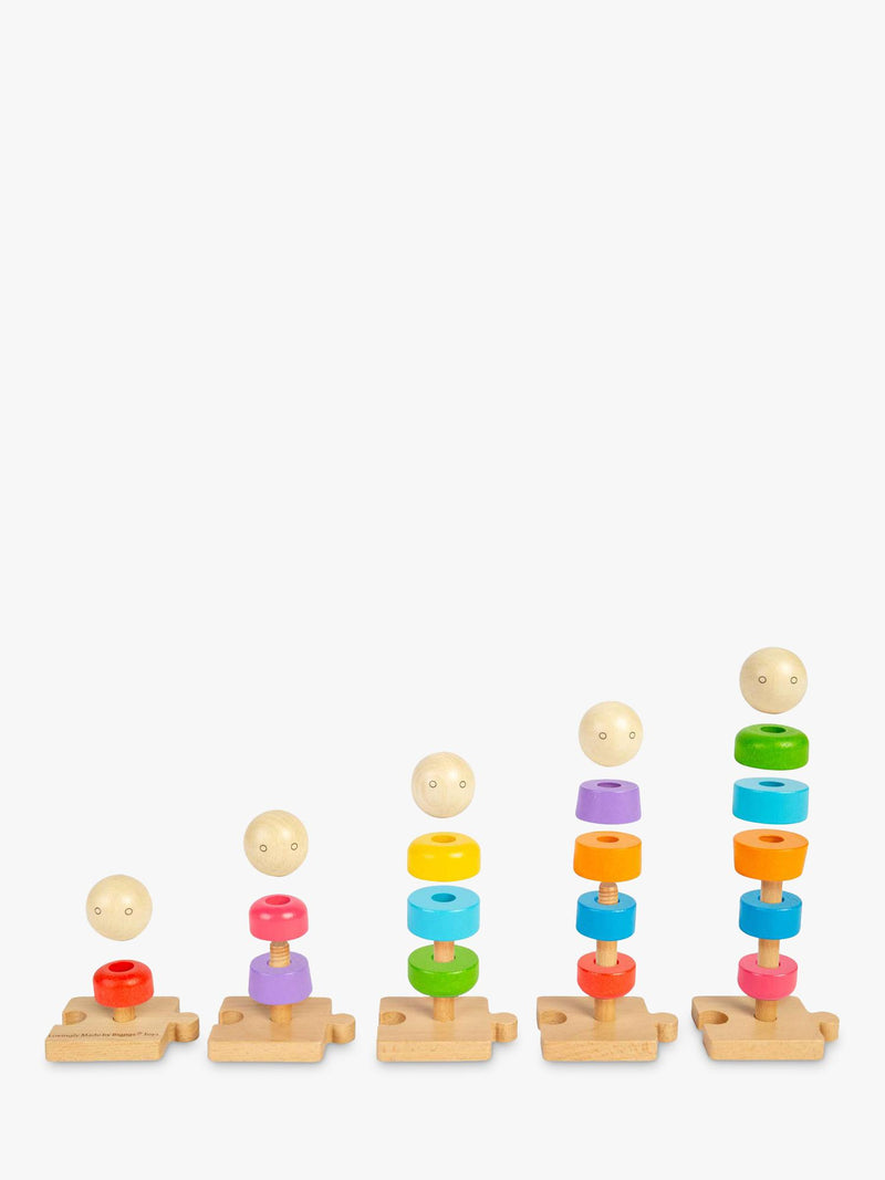 Bigjigs Toys Rainbow Family stacking toy 25 wooden pieces, imported from the UK