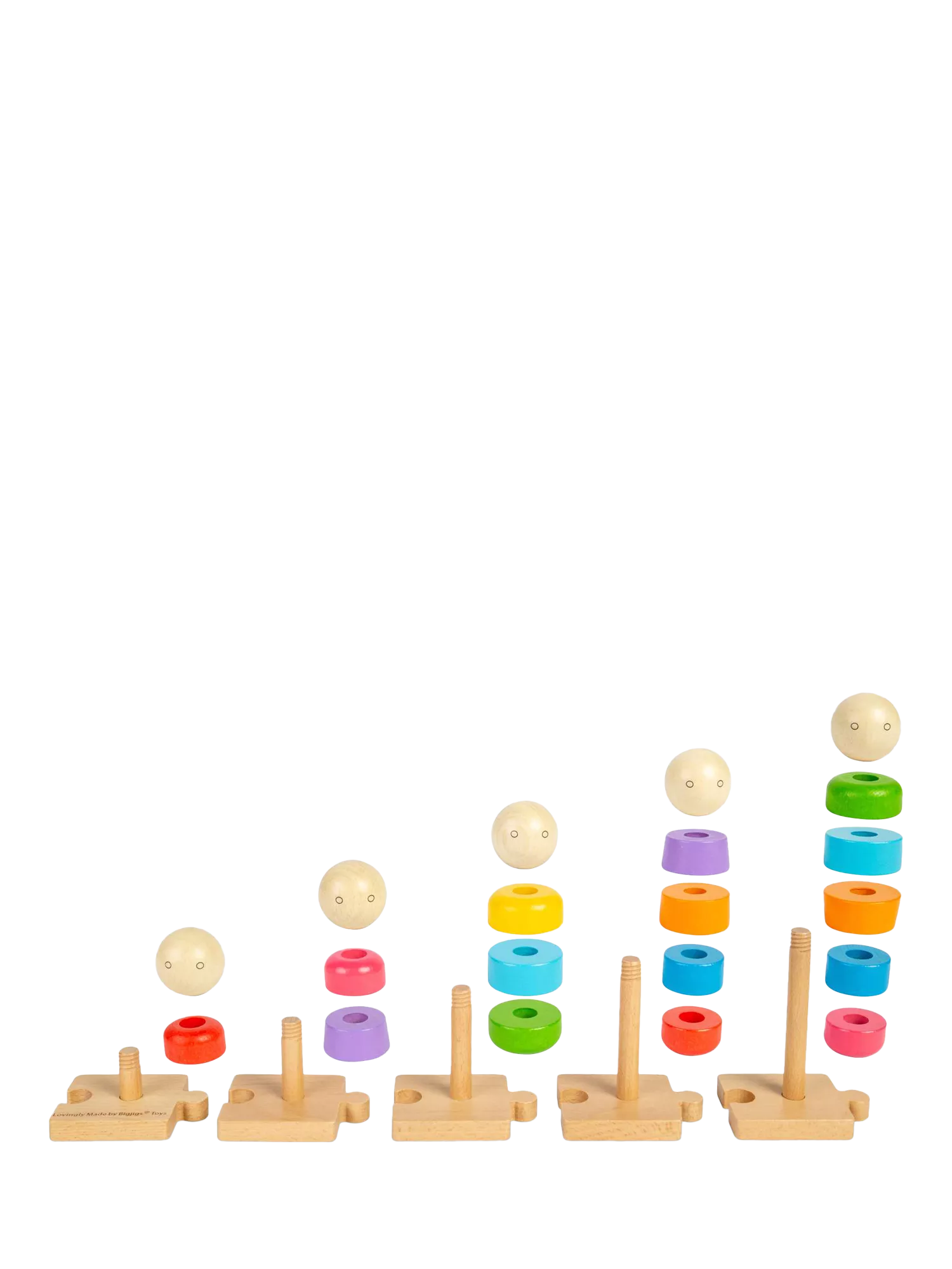 Bigjigs Toys Rainbow Family stacking toy 25 wooden pieces, imported from the UK