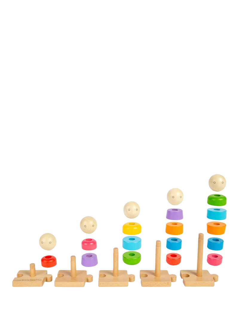 Bigjigs Toys Rainbow Family stacking toy 25 wooden pieces, imported from the UK
