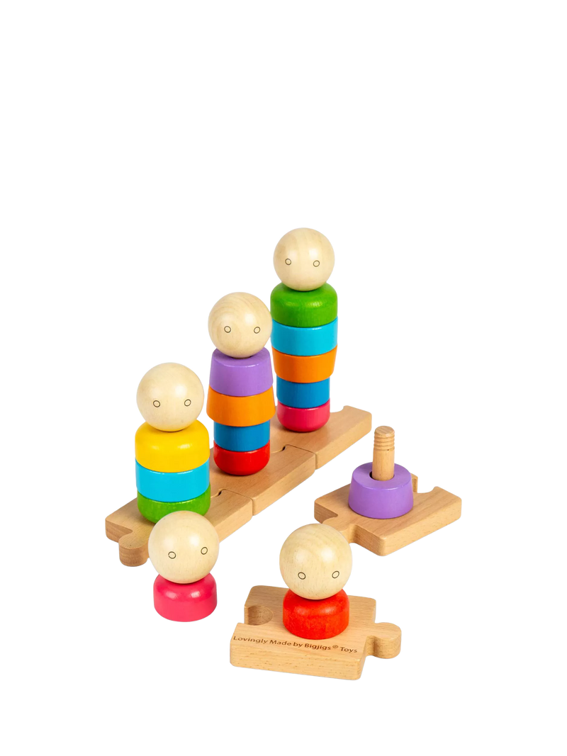 Bigjigs Toys Rainbow Family stacking toy 25 wooden pieces, imported from the UK