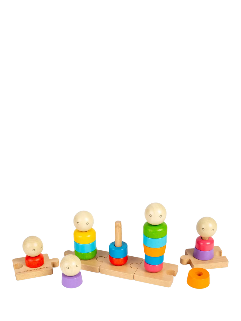 Bigjigs Toys Rainbow Family stacking toy 25 wooden pieces, imported from the UK
