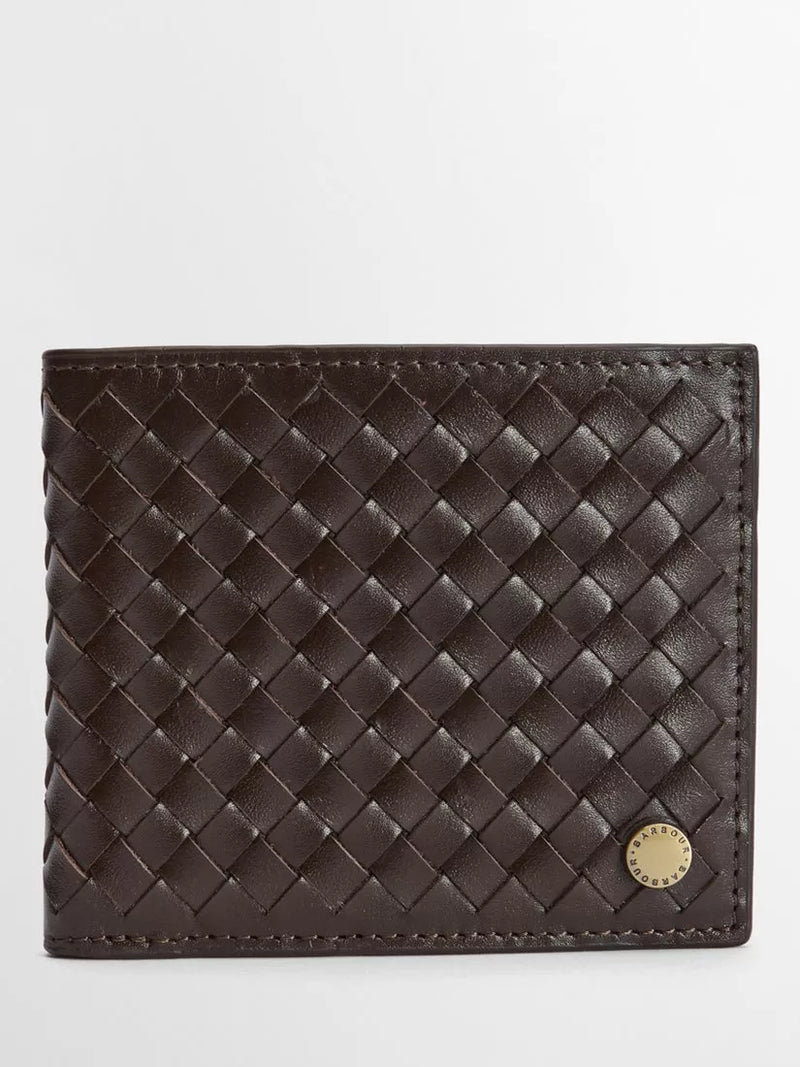 Barbour Farne Woven Leather Wallet Brown - British product