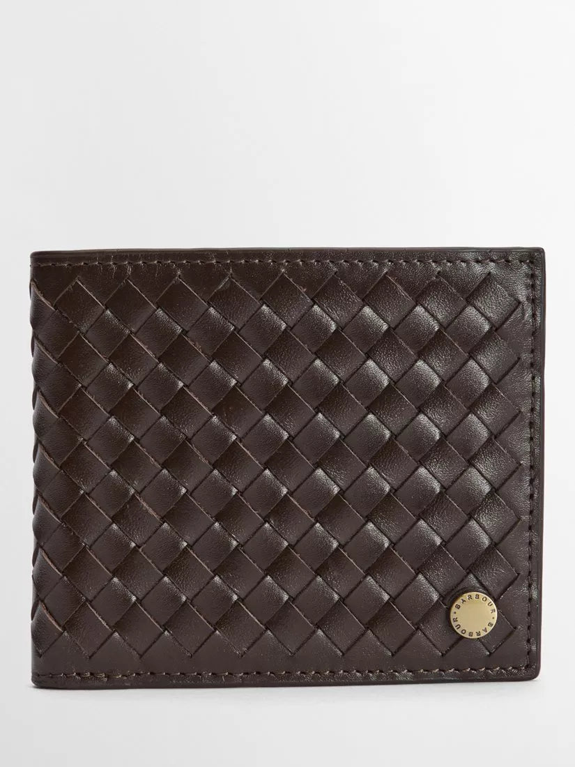 Barbour Farne Woven Leather Wallet Brown - British product
