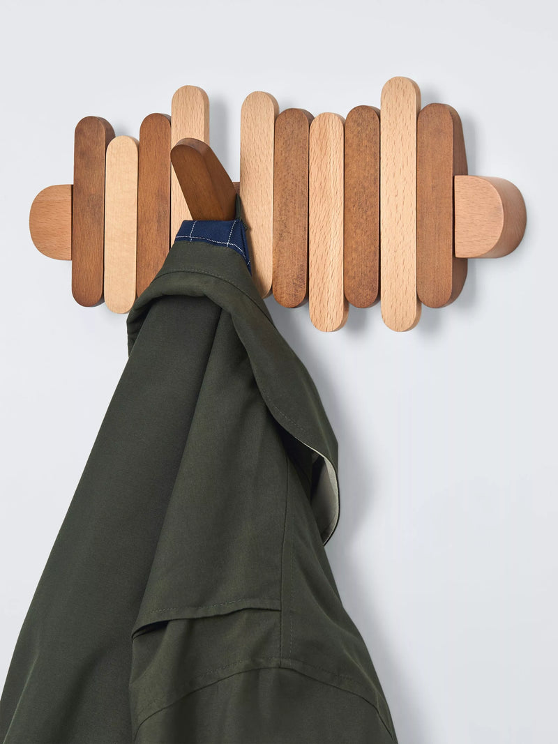 John Lewis beechwood pull-out wall hook rack brown, imported from the UK