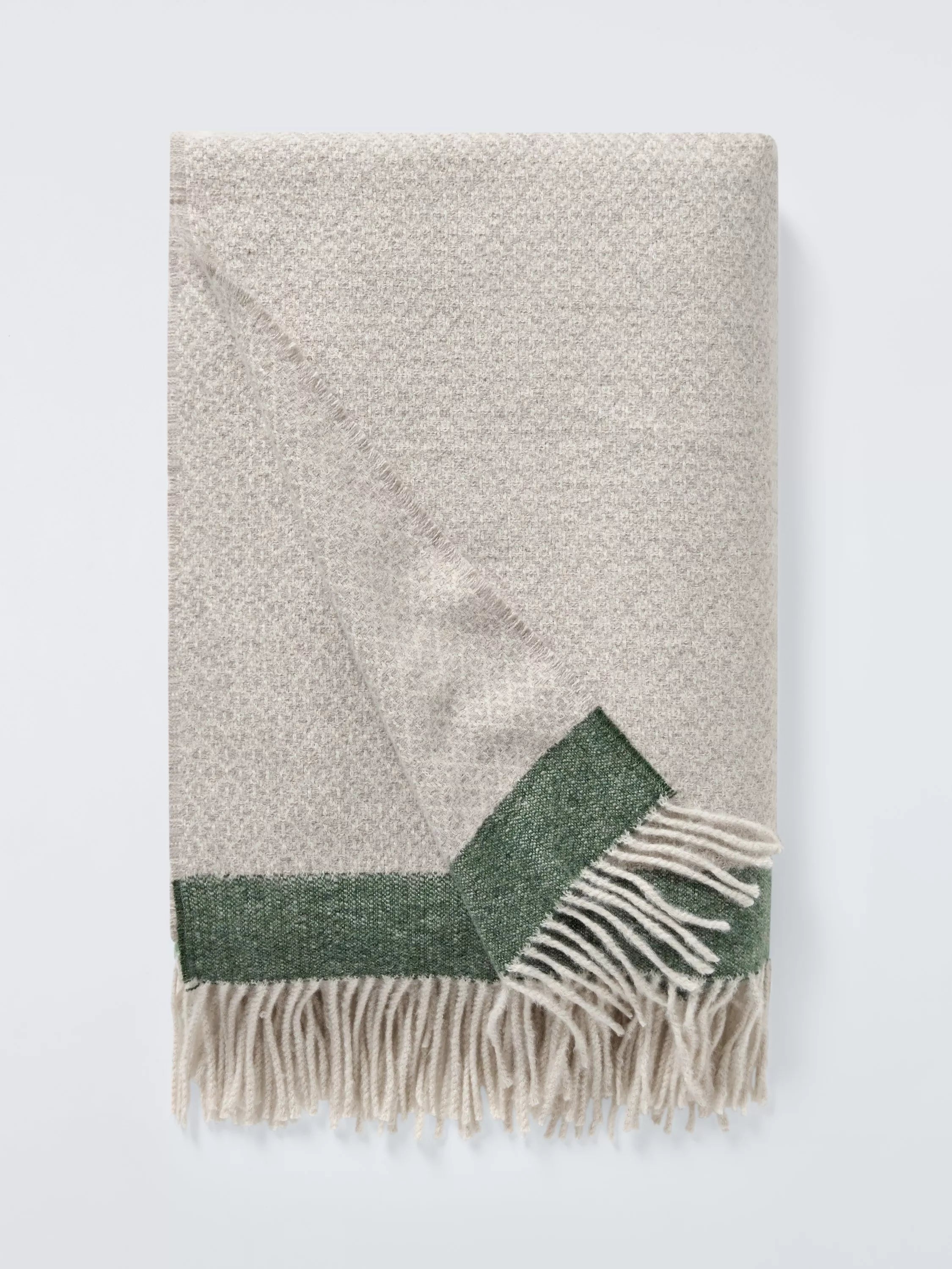 John Lewis diamond border throw grey green 140x190cm - British product