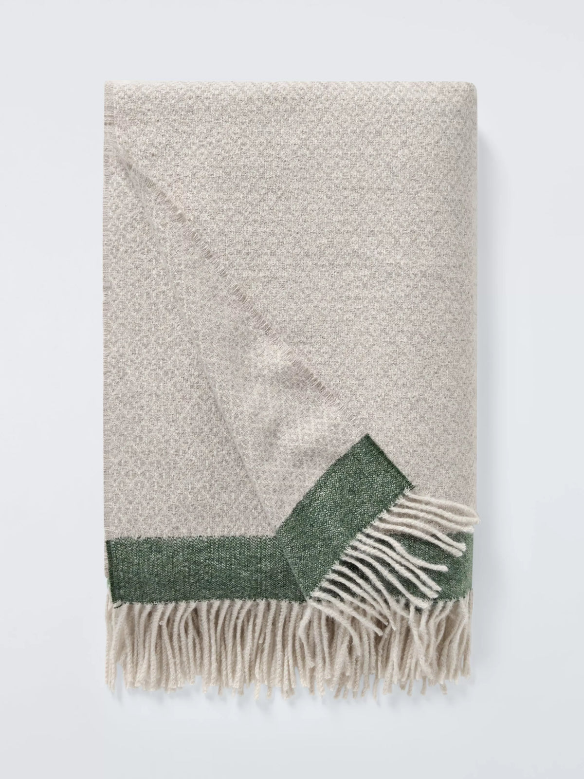 John Lewis diamond border throw grey green 140x190cm - British product