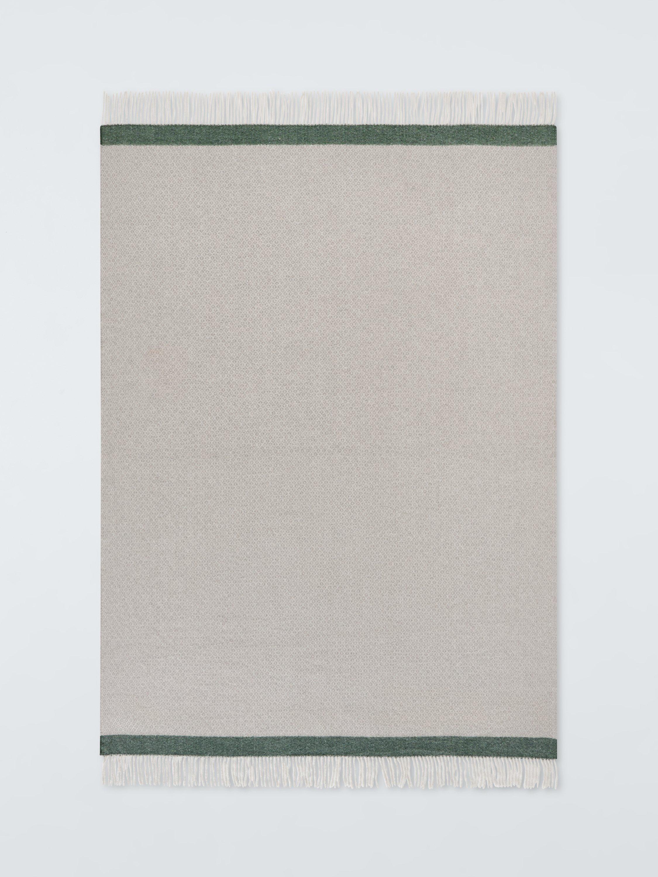 John Lewis diamond border throw grey green 140x190cm - British product