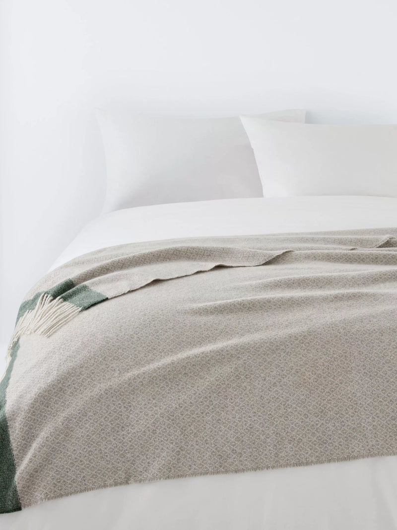 John Lewis diamond border throw grey green 140x190cm - British product