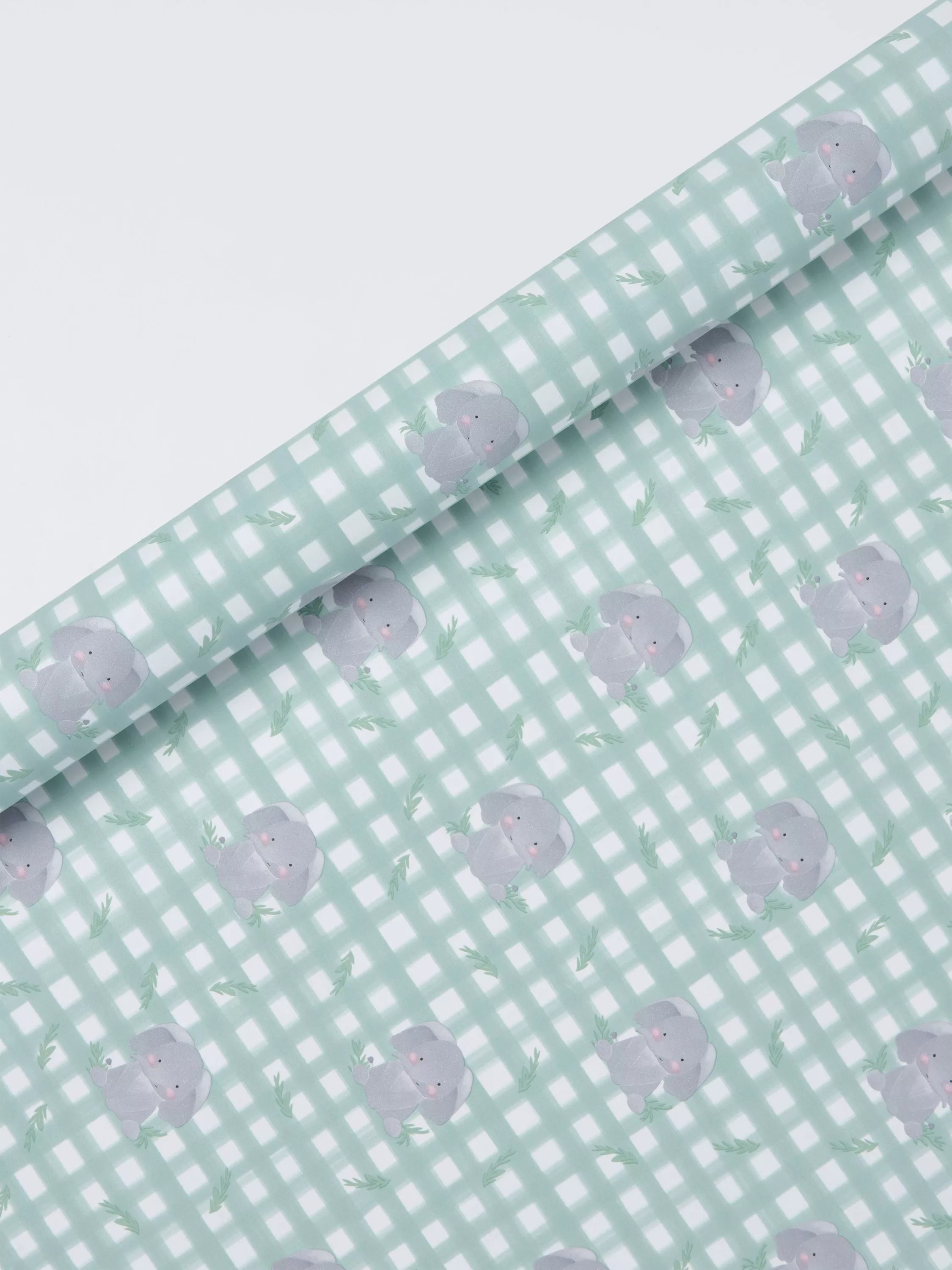 John Lewis gingham elephant wrapping paper 3m, imported from the UK