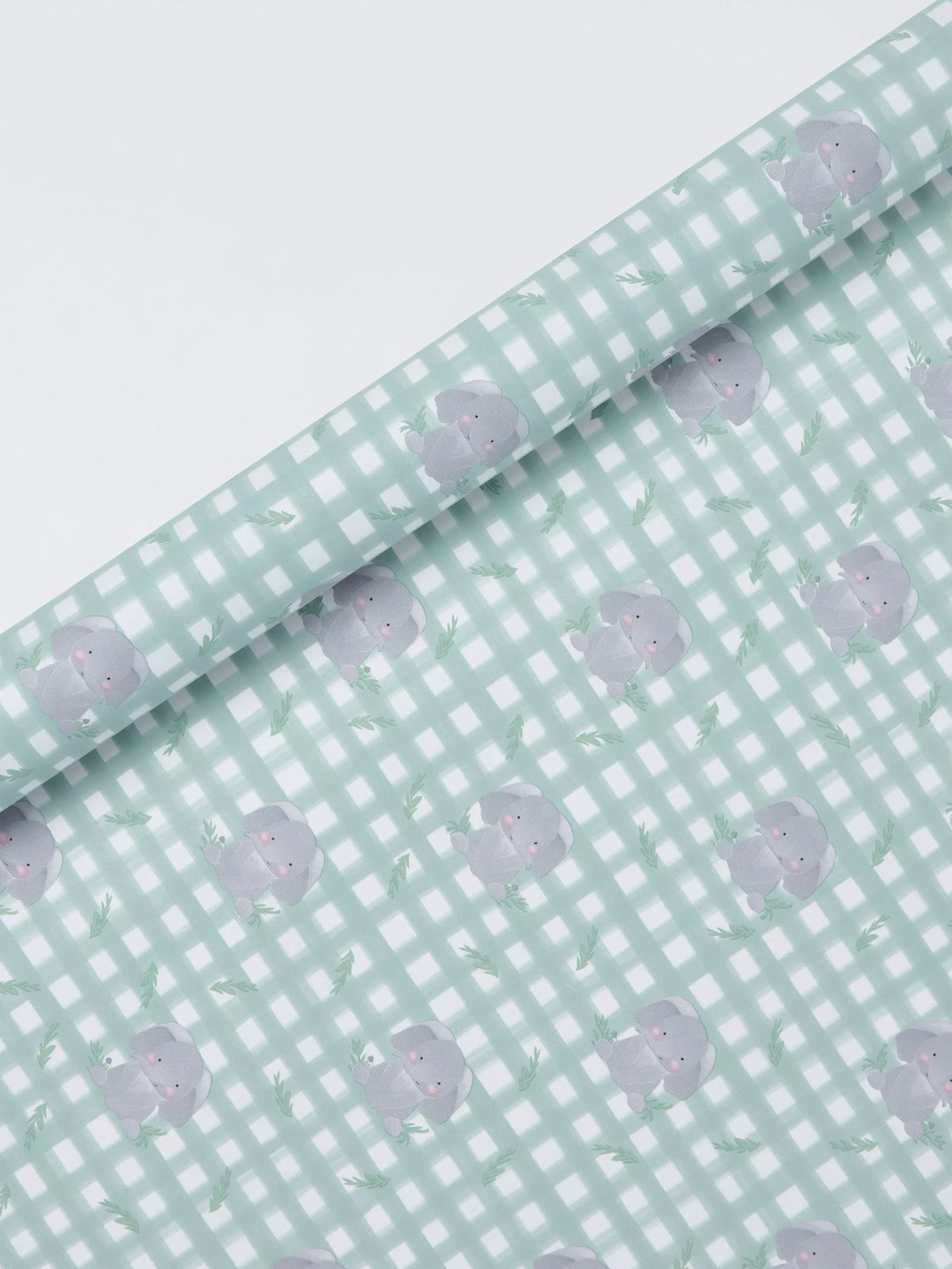 John Lewis gingham elephant wrapping paper 3m, imported from the UK