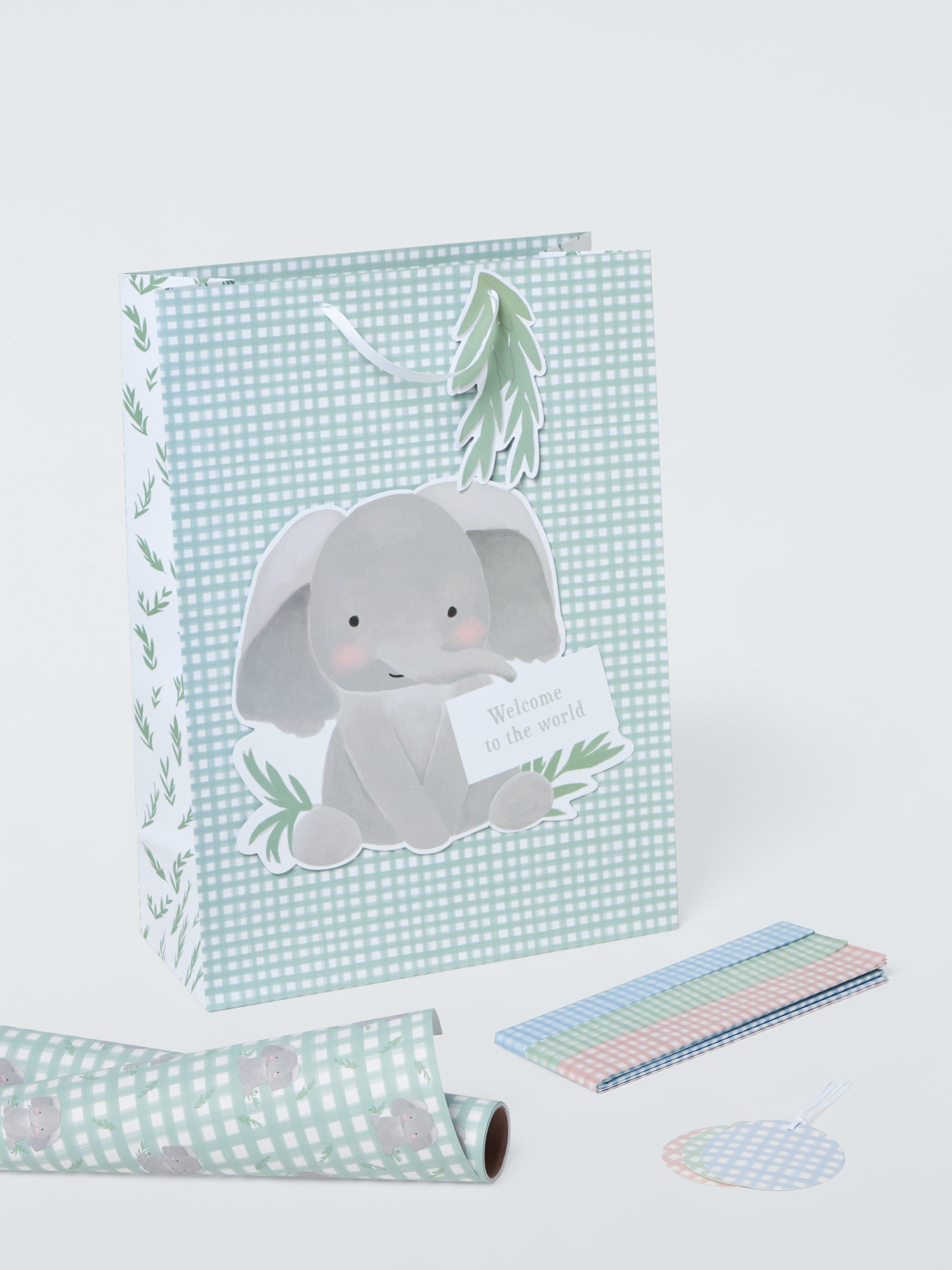 John Lewis gingham elephant wrapping paper 3m, imported from the UK