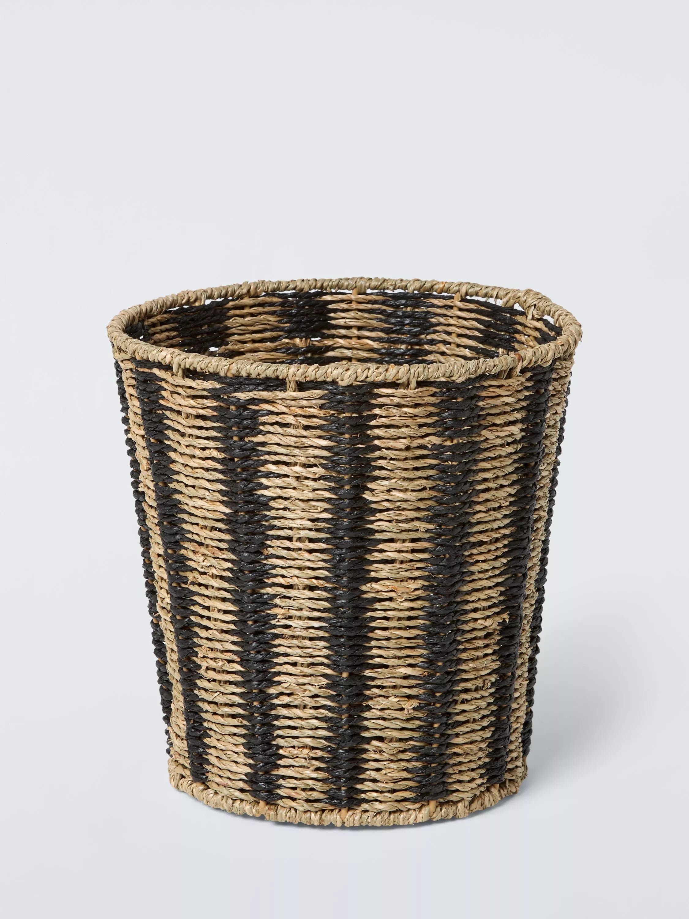 John Lewis waste paper bin black natural woven seagrass (British brand)