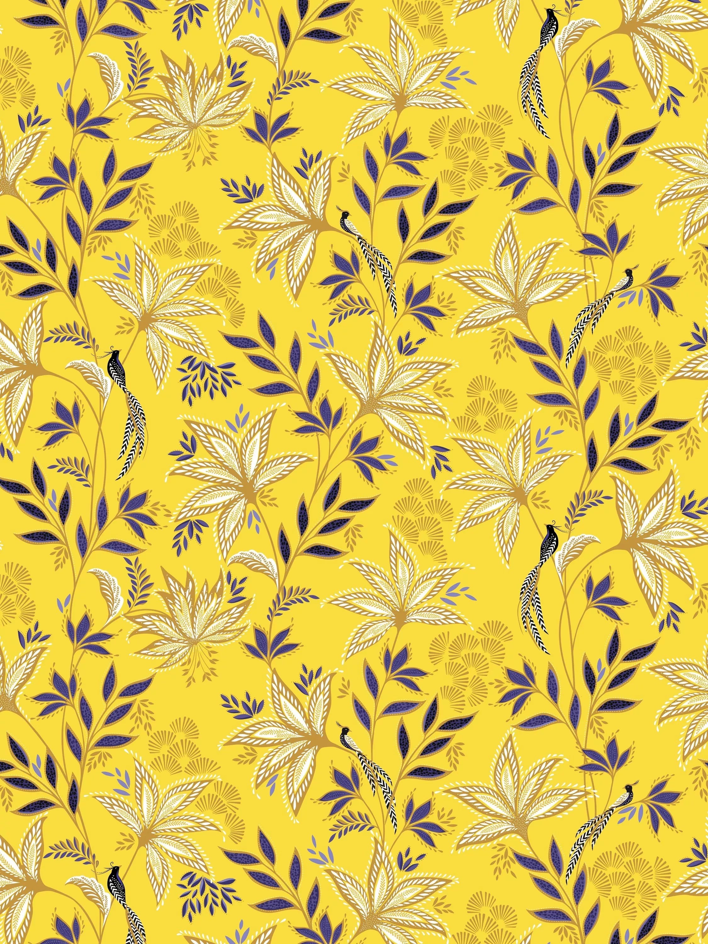 Sara Miller Botanic Blooms yellow wrapping paper 3m - British product