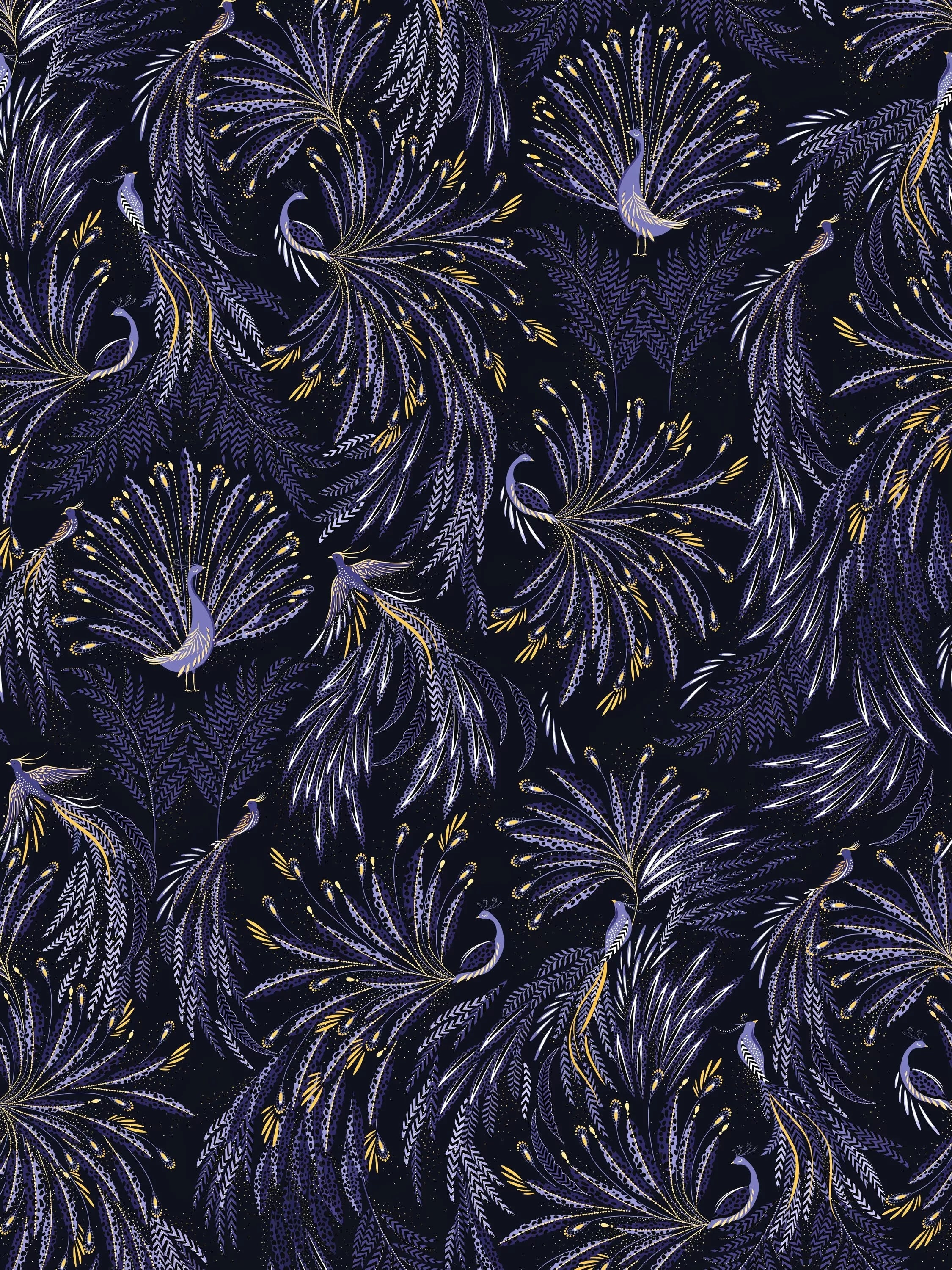 Sara Miller Peacock Parade purple wrapping paper 3m (British brand)