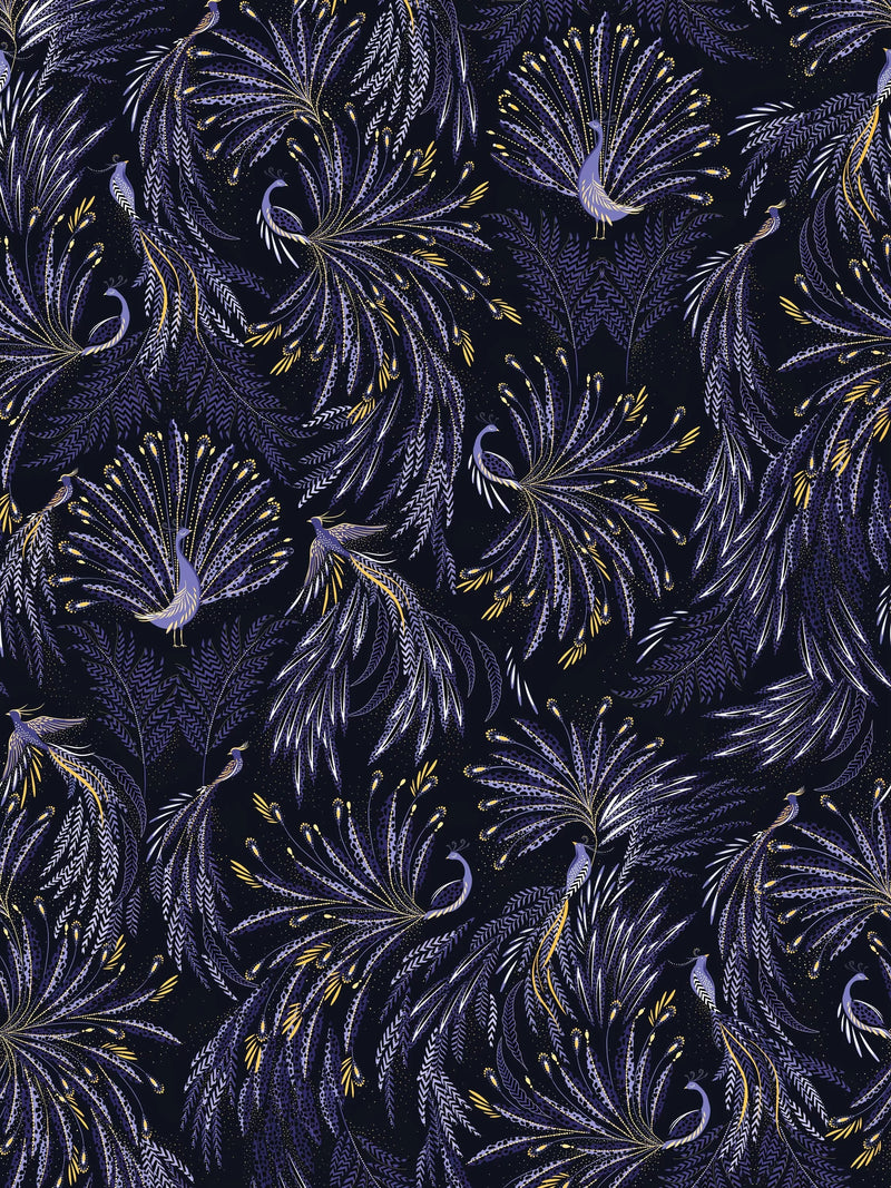 Sara Miller Peacock Parade purple wrapping paper 3m (British brand)