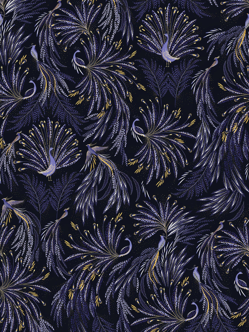 Sara Miller Peacock Parade purple wrapping paper 3m (British brand)