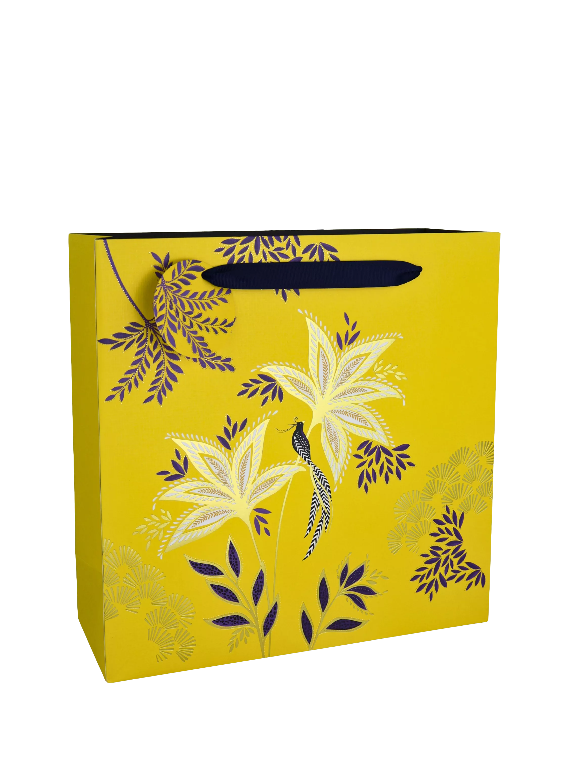 Sara Miller Botanic Blooms yellow gift bag with foil - imported from the UK
