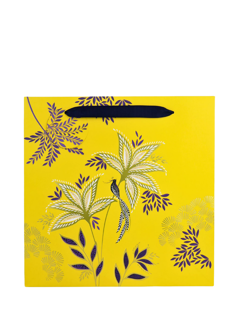 Sara Miller Botanic Blooms yellow gift bag with foil - imported from the UK
