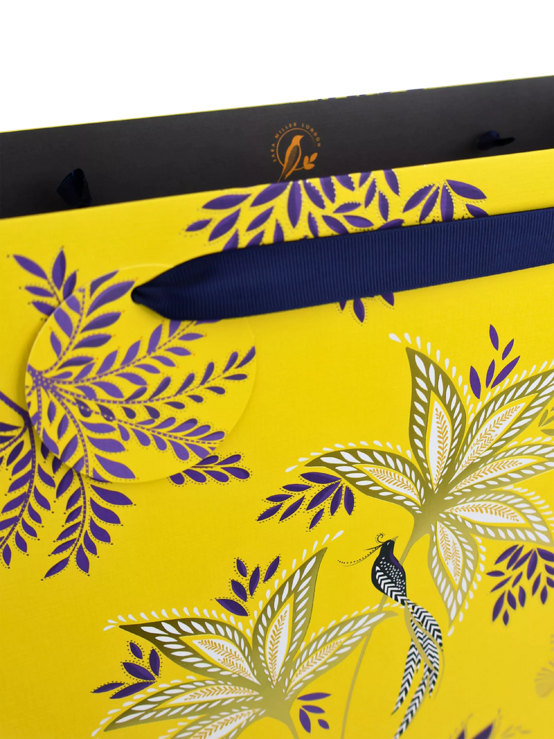 Sara Miller Botanic Blooms yellow gift bag with foil - imported from the UK