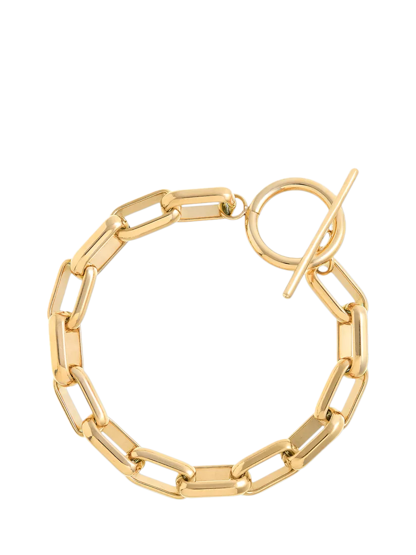Orelia LUXE Rectangle T-Bar Link Bracelet, Pale Gold