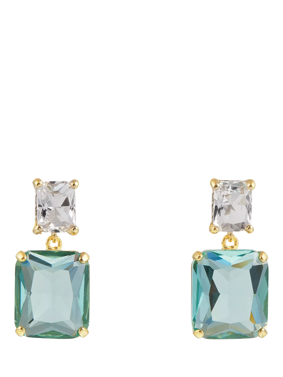 Orelia crystal double drop earrings in aquamarine, imported from the UK