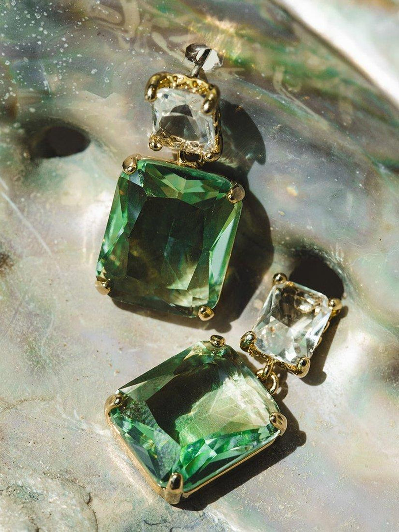 Orelia crystal double drop earrings in aquamarine, imported from the UK