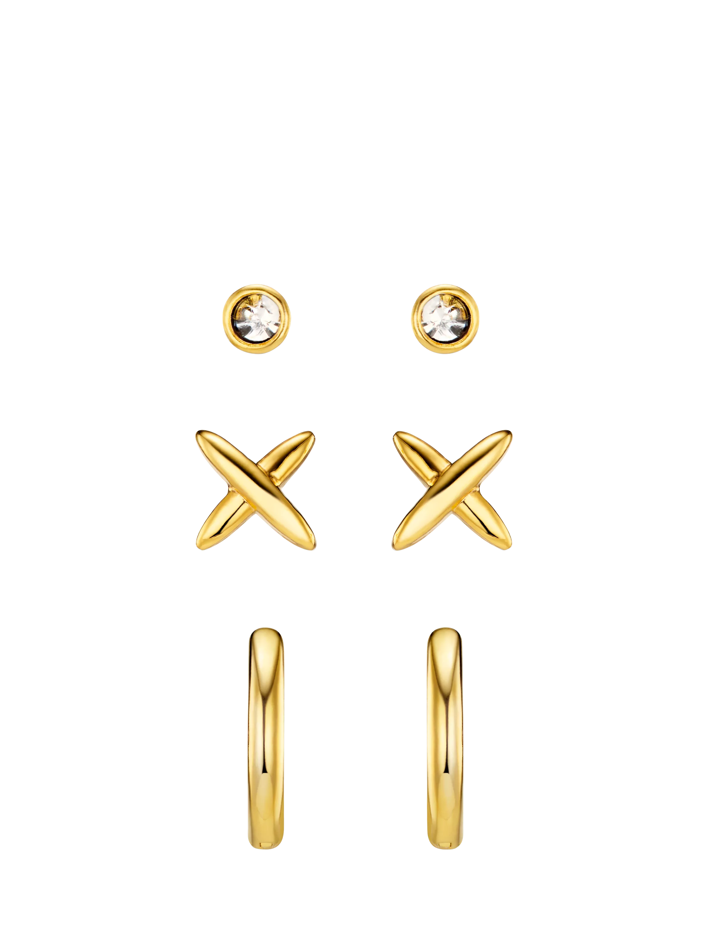 Orelia ear stacking set gold plated brass pack of 3, UK version