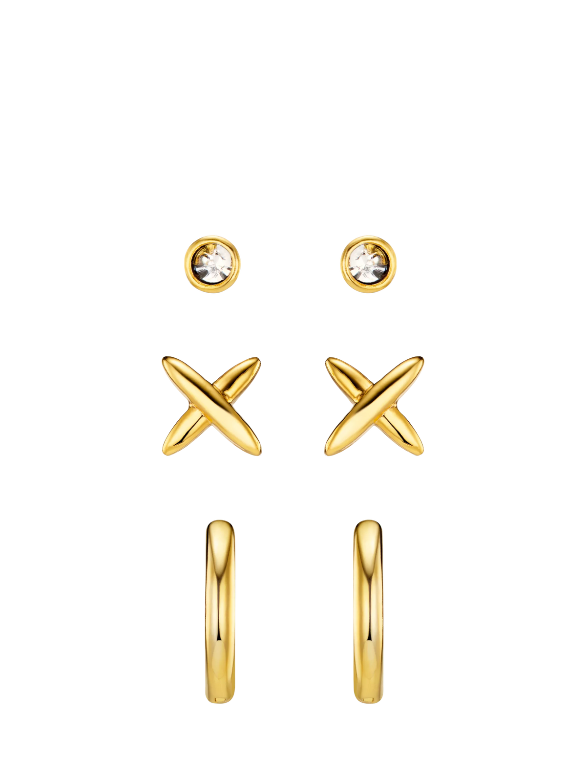 Orelia ear stacking set gold plated brass pack of 3, UK version