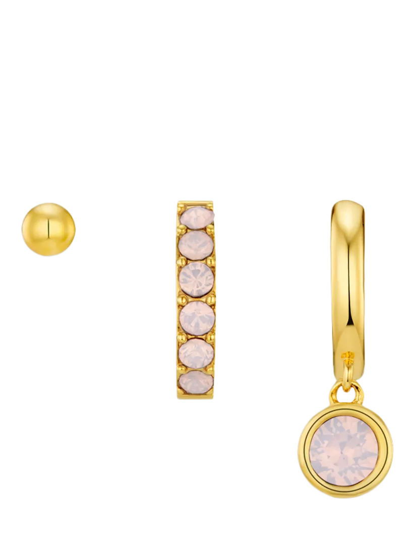 Orelia ear stacking set pack of 3 gold pink, UK version