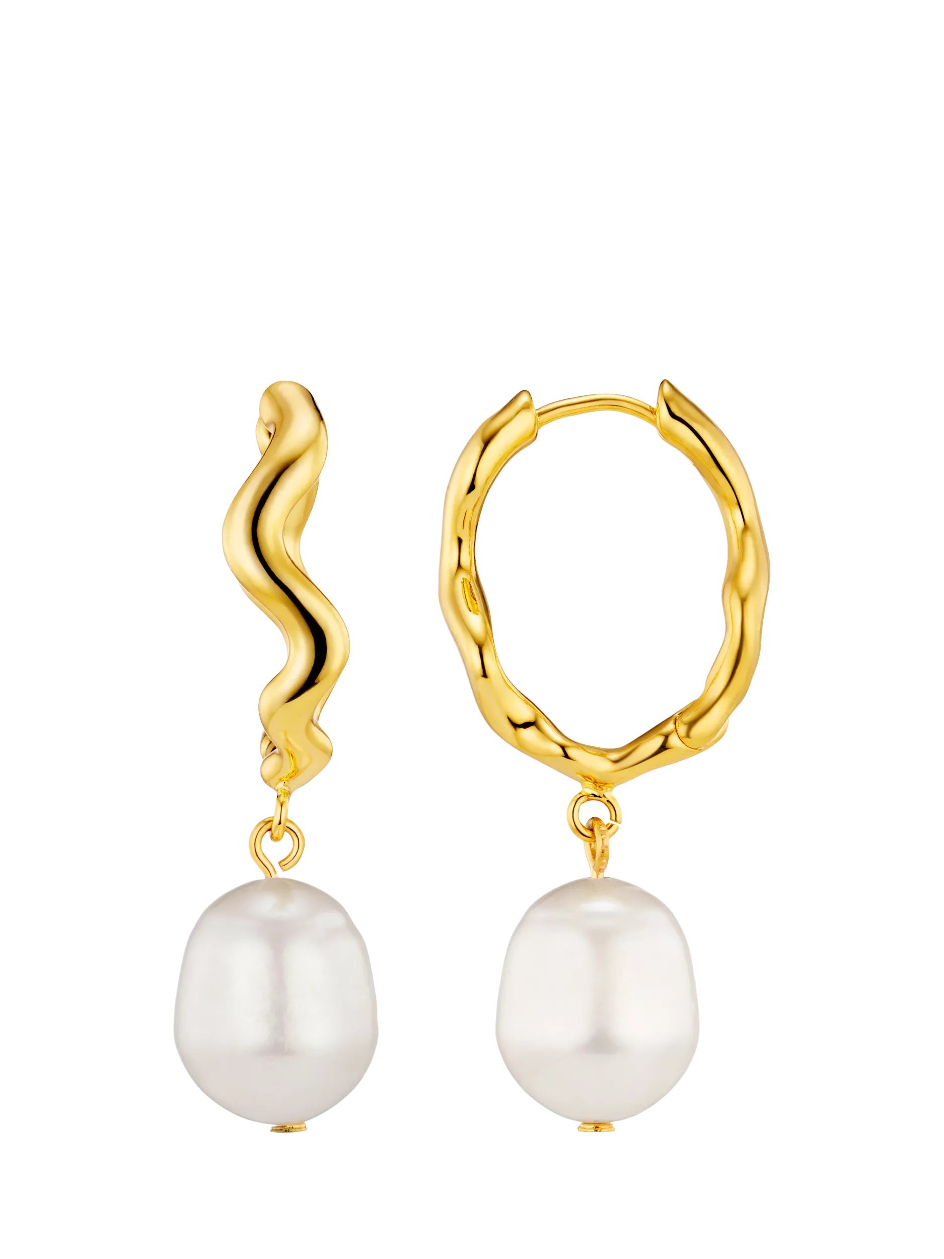 Orelia pearl drop hoop earrings 18ct gold plate, imported from the UK