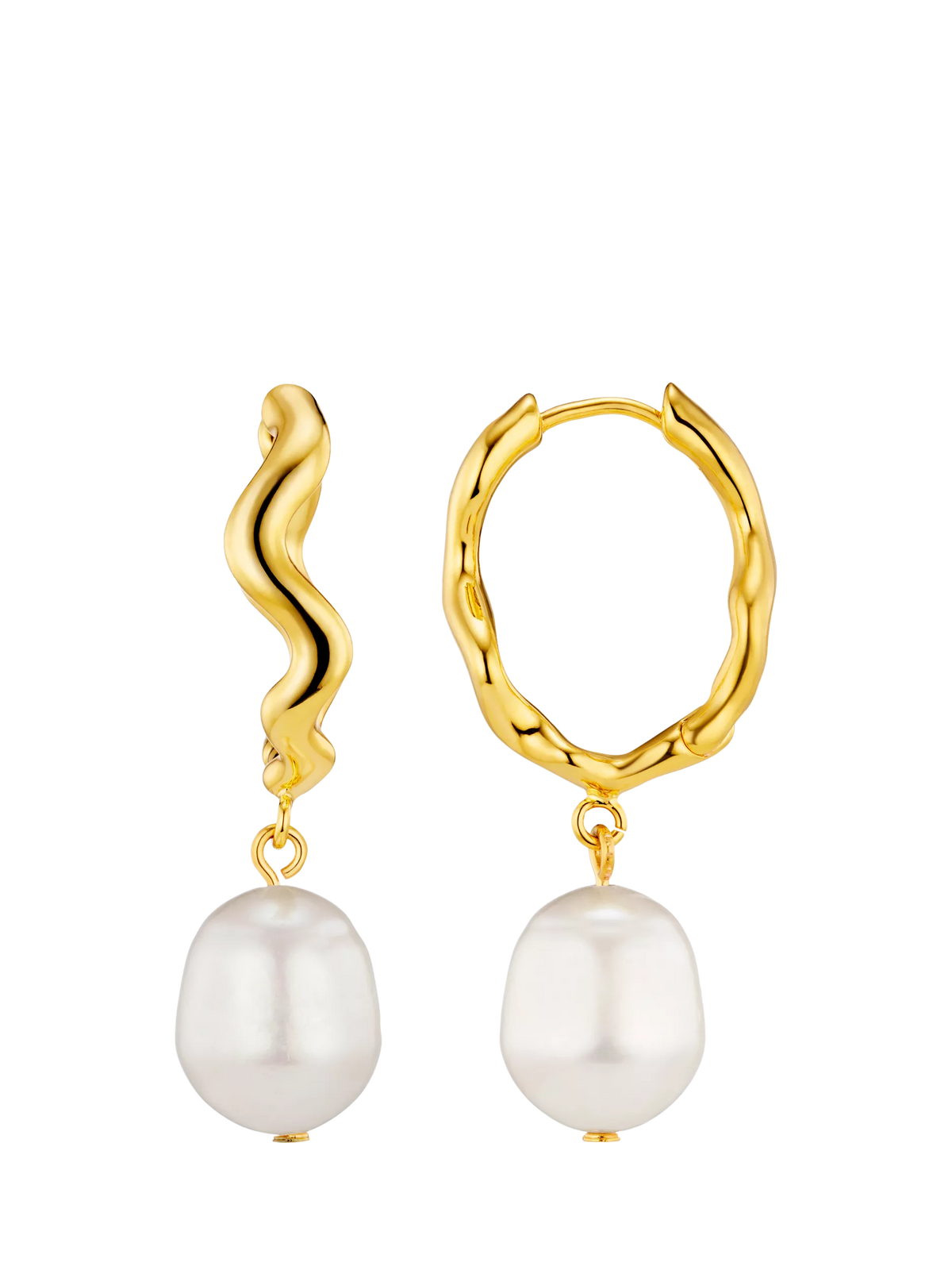 Orelia pearl drop hoop earrings 18ct gold plate, imported from the UK