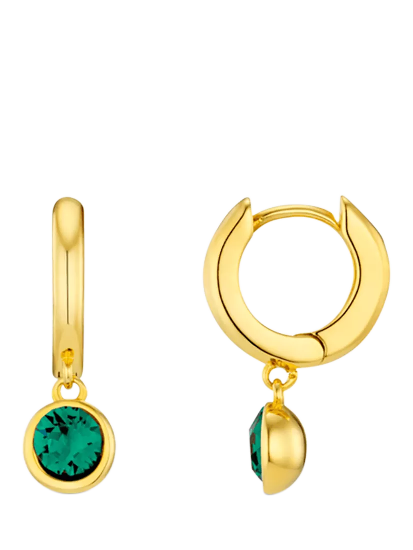 Orelia Swarovski huggie hoop earrings gold emerald - British product