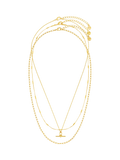 Orelia Dainty T-Bar 3-Row necklace in pale gold - British product