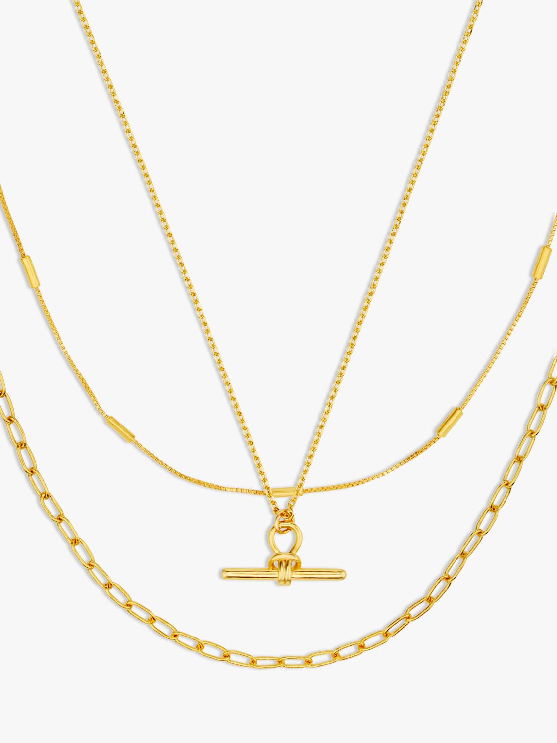 Orelia Dainty T-Bar 3-Row necklace in pale gold - British product