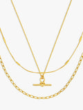 Orelia Dainty T-Bar 3-Row necklace in pale gold - British product