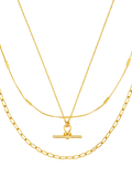 Orelia Dainty T-Bar 3-Row necklace in pale gold - British product
