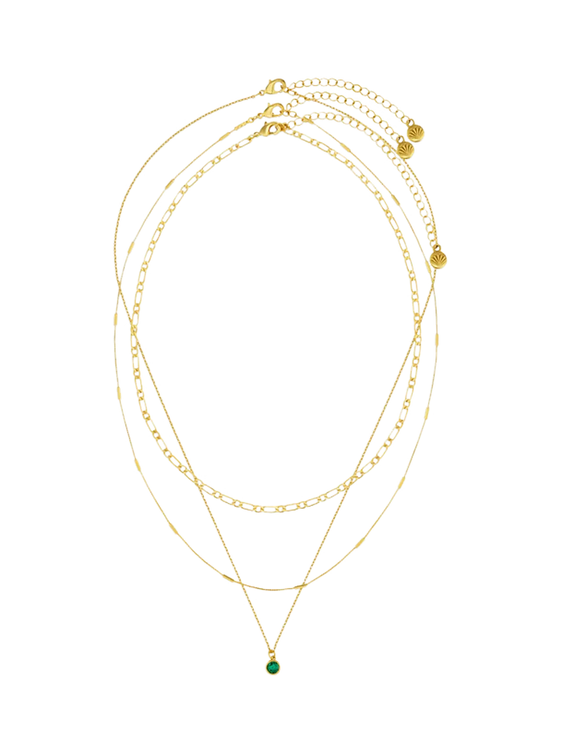 Orelia Swarovski Crystal 3-Row Necklace, Gold/Emerald