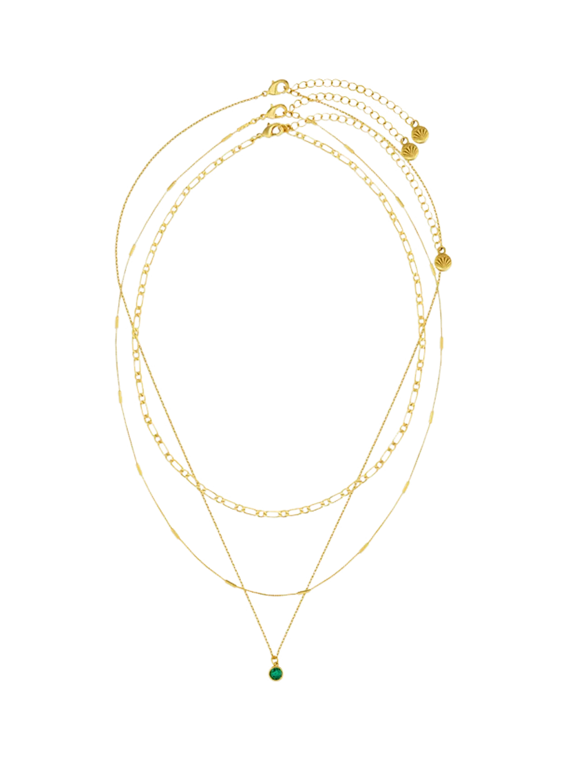 Orelia Swarovski Crystal 3-Row Necklace, Gold/Emerald